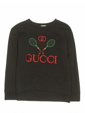 Gucci Kids Black Logo Tennis Crewneck Sweatshirt size 10